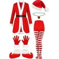 thumbnail image 5 of MAIHAN-Women's Christmas Bunny Dress Set-Christmas Dress Hooded Fluffy Velvet with Belt,Complete Holiday Outfit with Hat, Gloves & Stockings for Festive Parties & Celebrations(Red2,M), 5 of 5