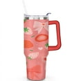 thumbnail image 2 of Strawberry Bow 40 Oz Tumbler with Handle Lid and Straw, Stainless Steel Double Walled Vacuum Insulated Cup, Cute Anniversary Wedding Birthday Gifts Tumbler for Women Men Friends Outdoor Indoor, 2 of 7
