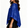 thumbnail image 4 of Elegant Women's Sequin Poncho Cape Sparkly Evening Party Shawl, Irregular Dress Up Shawl Wrap, 4 of 6