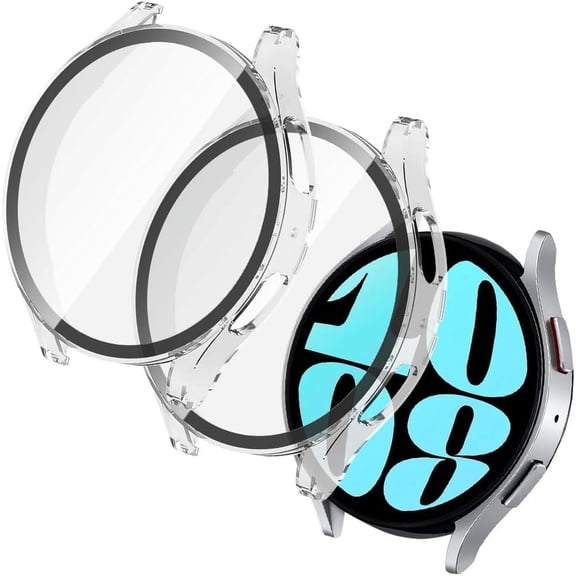 ZUKKASHAN Screen Protector Case, 2pcs 40mm Hard Case Screen Protector Compatible with Samsung Galaxy Watch 6 with HD Clear Full Protection Bumper Case Cover Built-in Tempered Glass Film