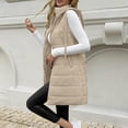 thumbnail image 4 of Turilly Womens Mid-Length Puffer Vests Sleeveless Hooded Down Jacket Fall Winter Casual Loose Outerwears with Pocket, 4 of 6