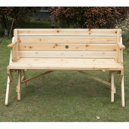 outsunny 2 in 1 convertible picnic table & garden bench