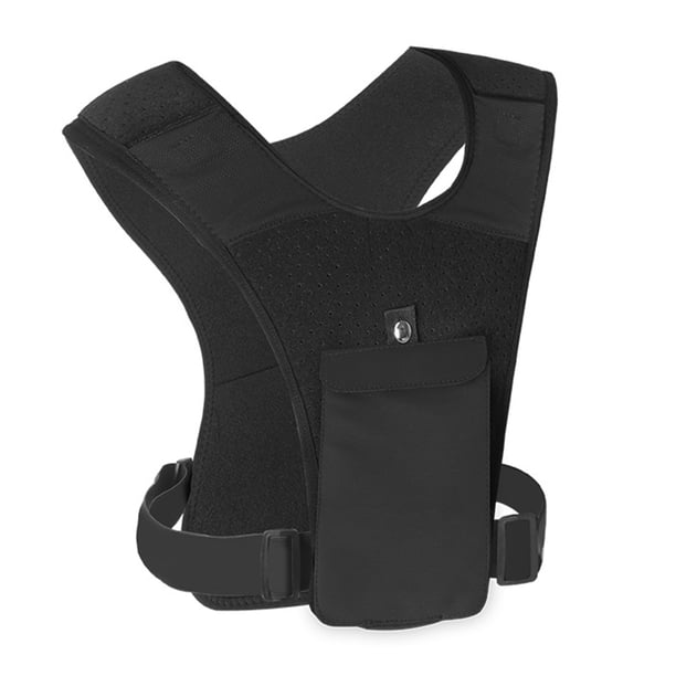 Chaleco para correr, bolsa de pecho deportiva ajustada para hombres y mujeres, bolsa de teléfono con busto ajustable y reflectante