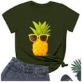 thumbnail image 5 of Icvfdpl Women Fashion T-Shirt Ladies Casual Pineapple Print T Shirt Short Sleeve Tops Leisure Shirt, 5 of 5