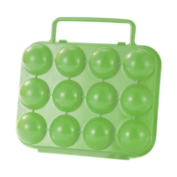 Contenedor portátil para guardar huevos, caja de protección con 12 compartimentos, ideal para mochileros, senderismo, caravanas y hogares. Verde