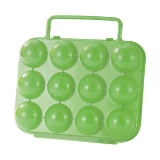 Huevera compacta para camping con asa, caja protectora para huevos, contenedor portátil para huevos. Verde