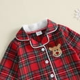 thumbnail image 6 of Cjfdfy Newborn Baby Girls Boy Christmas Fall Clothes Santa Claus Reindeer Embroidery Plaid Pajamas Lapel Button Up Fuzzy Trim Long Sleeve Jumpsuit Infant Christmas Fall Winter Romper, 6 of 9