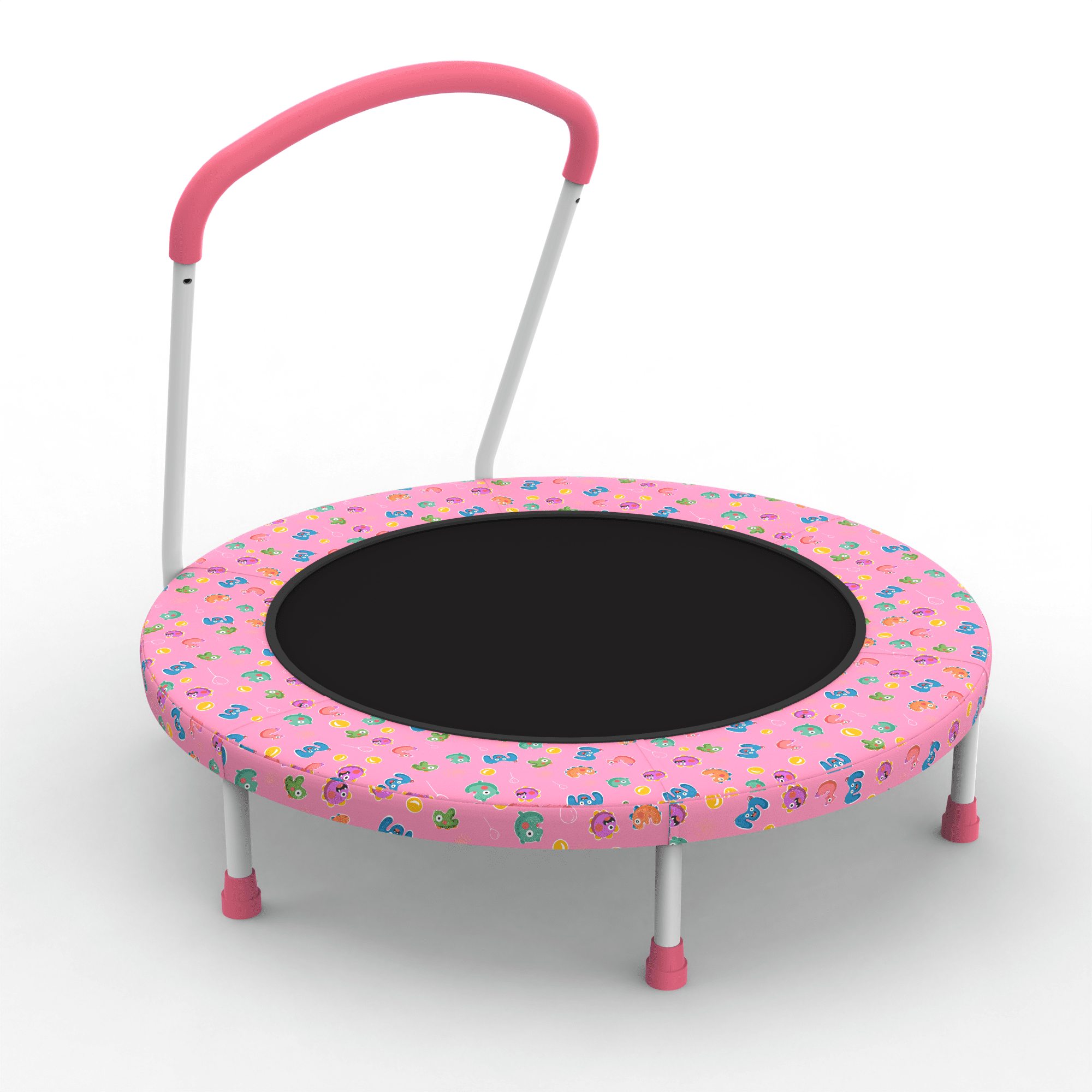 Leumius 36" Trampoline for Kids,3 Foot Indoor Outdoor Trampoline with Foam Handle,No-Gap Safe Design,Kid Trampoline with Safety Enclosure Net for Boys Girls, Ages 1-8,Pink