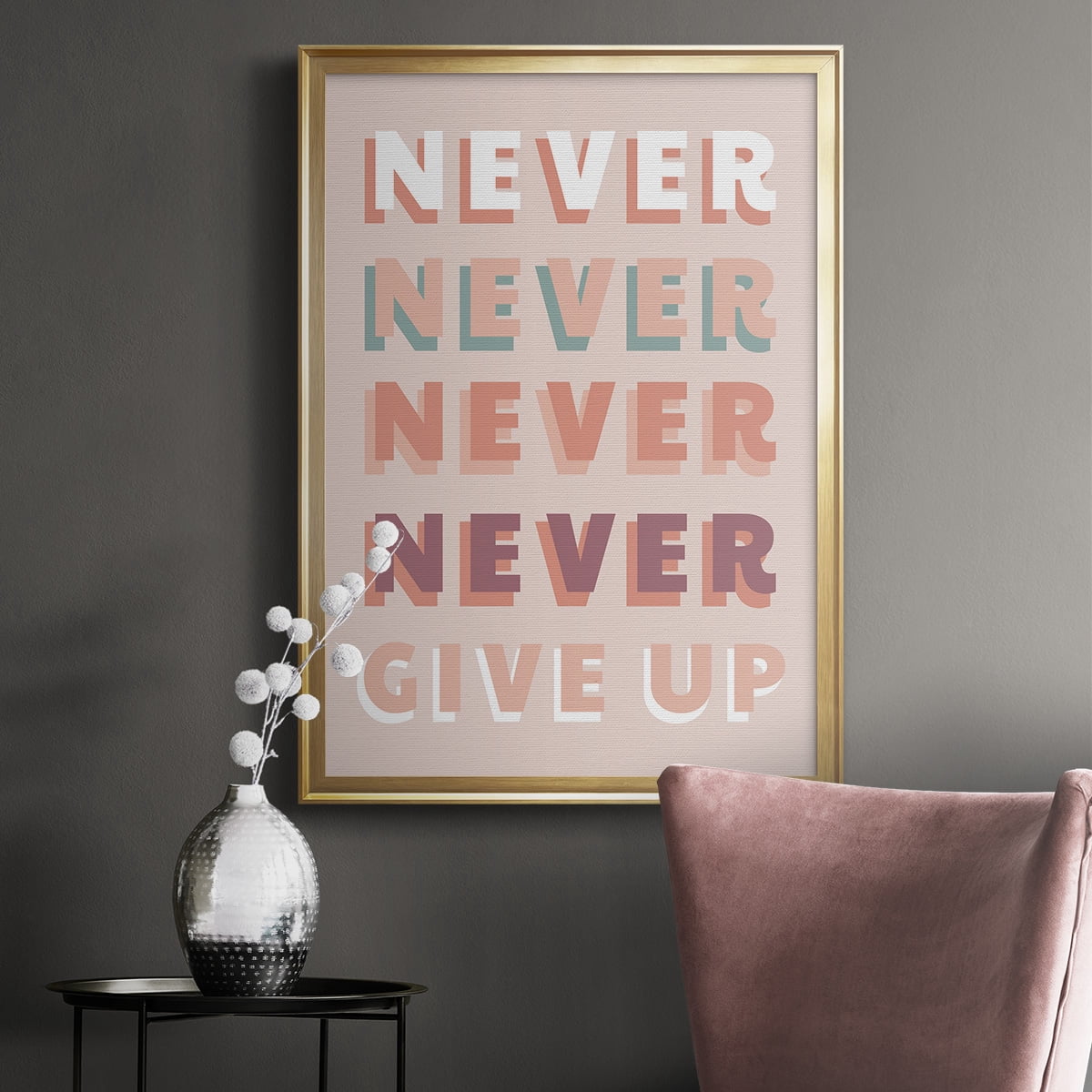 Never Give Up Premium Framed Print - Ready to Hang