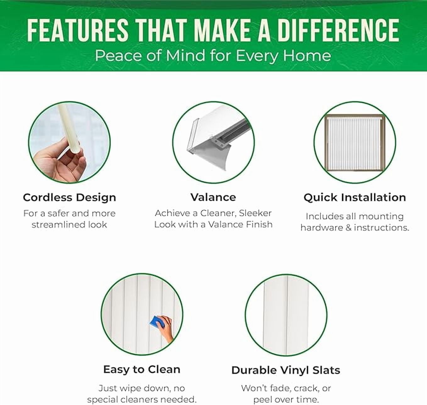 Calyx Interiors Vertical Blinds – 78" Width x 84" Height, White Light-Filtering Vinyl Blinds for Sliding Glass Doors, Patio Doors & Large Windows for home or office
