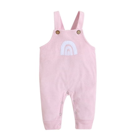 

Diconna Newborn Rainbow Print Suspender Pants Kid Girls Sleeveless Square Collar Long Jumpsuit Summer Baby Clothing