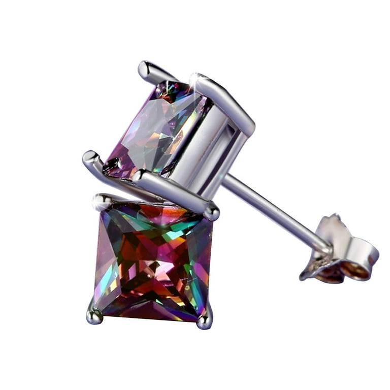 Classic Men Women Round Square Colorful Rhinestone Inlaid Stud