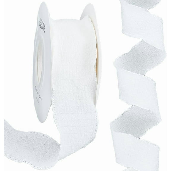 9.84 Yards 1.57 Inch White Ruffle Edge Ribbon Double Ruffled Fabric Trim Roll Wave Wrinkled Linen Silk Chiffon Fishtail Trimming