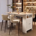 thumbnail image 1 of U_Style-CA Modern Counter Height Table with Foldable Top, Marble-Pattern Surface, 2-Door Storage Cabinet, Adjustable Shelf, Side Hooks & Aluminum Handles, for Dining Room (Chairs Not Included), 1 of 19