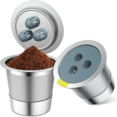 Stainless Steel Reusable K Cups Compatible with Ninja Coffee Upgrade2 Pack K Cups Reusable Coffee Pods Fit Ninja CFP201 CFP300 CFP305 CFP307 CFP400 Not Fit Single Hole (2Pack)