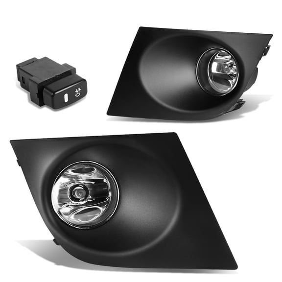 DNA Motoring FL-ZTL-203-CH For 2007 to 2011 Nissan Versa Pair Bumper Driving Fog Light Lamp Bezel Switch Clear Lens 08 09 10