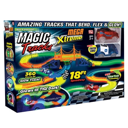 Ontel Magic Tracks Mega Xtreme with 2 Race Car and 18 ft of Flexible, Bendable Glow in the Dark Racetrack, As Seen on (Best Car In Hill Climb Racing 2)
