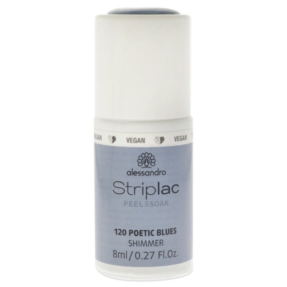 Alessandro Striplac Peel or Soak Shimmer - 120 Poetic Blues , 0.27 oz Nail Polish