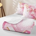 thumbnail image 4 of spefrowx Marble Ombre Bowknot Twin Quilt Set for Girls Boys, Cherry Blossoms Pink Stripes Twin Coverlet Set, 2pcs, 4 of 7