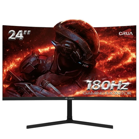 CRUA 24" 165Hz/180Hz Curved Gaming Monitor - FHD 1080P Frameless Computer Monitor, AMD FreeSync, Low Motion Blur,DP&HDMI Port, Black
