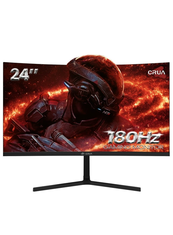 CRUA 24" 165Hz/180Hz Curved Gaming Monitor - FHD 1080P Frameless Computer Monitor,  AMD FreeSync, Low Motion Blur,DP&HDMI Port, Black