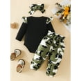 thumbnail image 2 of Bellafa Newborn Infant Girl Clothes Rib Knit Romper Camo Print Pants Headband Baby Outfits for Girls 0 3 6 12 18 Months, 2 of 7