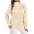thumbnail image 2 of Tops deportivos para mujer,Suéter de manga larga y cuello redondo para mujer, top informal de color liso, poliéster, cómodo para uso diario, para casa y trabajo, sopatenor, 2 of 8