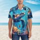 thumbnail image 2 of Balery Colorful Underwater Plant Turtle Camisas hawaianas de manga corta para hombre, camisas playeras de corte holgado, camisas de vacaciones con botones,X-Large, 2 of 7