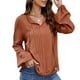 thumbnail image 1 of Blusa con volantes y cordón para mujer, camisa de manga larga de retazos de encaje informal a la moda de Color puro para mujer, rojo ladrillo L, 1 of 8