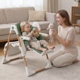 thumbnail image 3 of AILEEKISS Foldable High Chair for Baby, Toddler Eating Chair with Detachable Double Trays, Natural Green, 3 of 11
