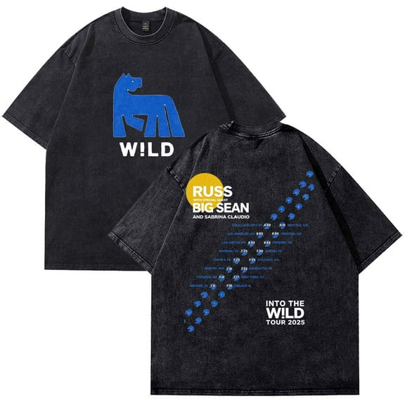 Russ Into The Wild Tour 2025 Cotton T-Shirt Wash Tee Women Men Short Sleeve Crewneck Tee