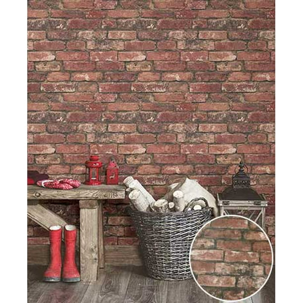 The Lakeside Collection Prepasted Brick Wallpaper
