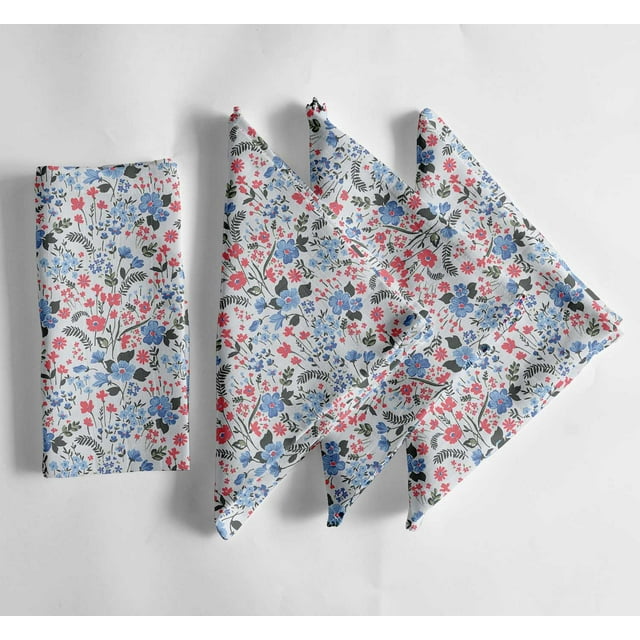 Vargottam Vibrant White Floral Cotton Muslin Napkins - Set of 12, 20-Inch, Luxurious & Absorbent, Perfect for Festive Occasions, Outdoor Dining, and Home Decor - Machine Washable