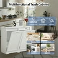 thumbnail image 6 of VECELO Double Trash Can Cabinet 20 Gallon, Pet Proof Wood Kitchen Tilt Out Garbage Can, White, 6 of 10
