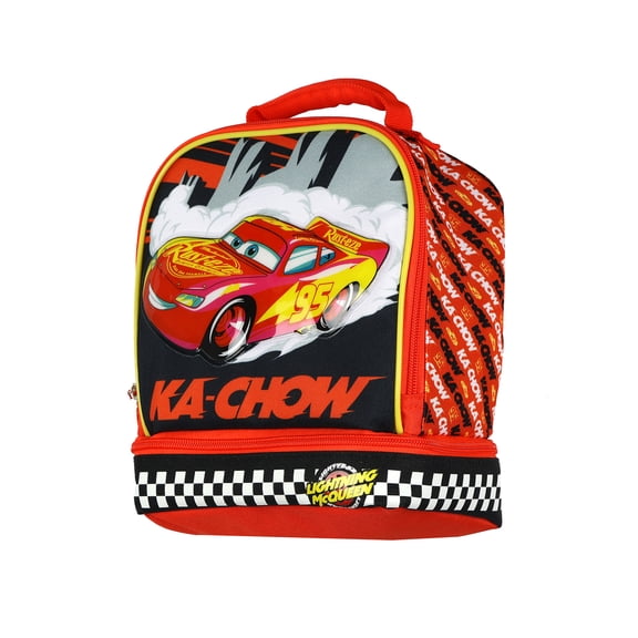 Disney Cars Lunch Box Lightning McQueen "KA-CHOW" 9" Dual Compartment Insulated Bag