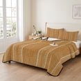thumbnail image 3 of 3 Pieces King Quilt Set,Orange and White Striped Soft Bedding Sets with 1 Quilt & 2 Pillow Shams,Modern Minimalist Lines Summer Bedspread Lightweight Coverlet Comforter for All Season, 3 of 9
