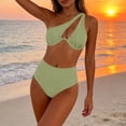 thumbnail image 5 of Qingpeng Women One Shoulder High Waisted Bikini Tie High Cut Two Piece Swimsuits, 5 of 8