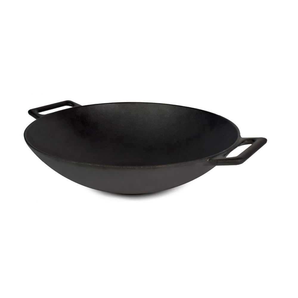 Cast Iron Wok, Jim Beam 12'' Grilling Wok, Pre Seasoned Cast Iron Wok
