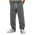 thumbnail image 2 of Aobny Gray Men Pants Fleece Cotton Open Bottom Sweatpant Baggy Joggers Long Loose Running Pants Men,M, 2 of 5