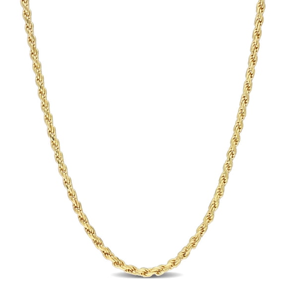 AMOUR 2.2mm Rope Chain Necklace In Yellow Plated Sterling Silver, 18 In