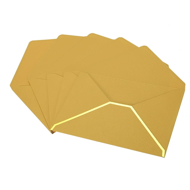 Unique Bargains V Flap Invitation Envelopes, Wedding, Golden, 20 Count, 20 Pack