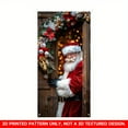 thumbnail image 6 of 1 PC, 2D Flat/ Flat art decorative door cover decoration, Santa Claus standing at the door design pattern, 70.87x35.43 inches (180x90cm), universal daily wall decoration, elegant daily front door dec, 6 of 10