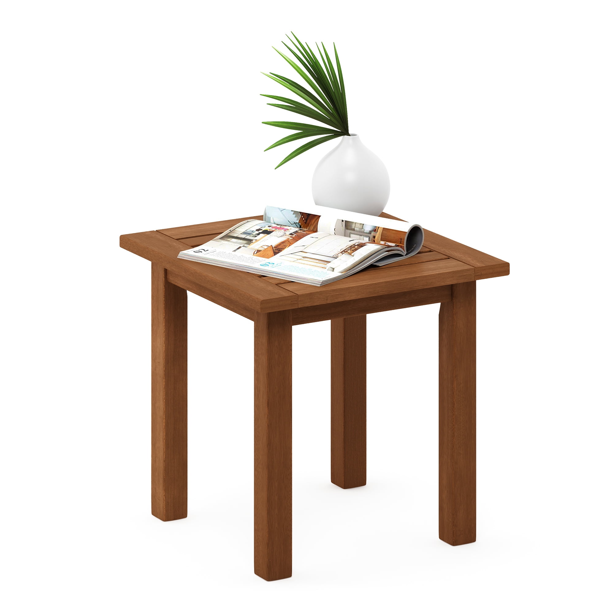 Furinno Tioman Hardwood End Table in Teak Oil