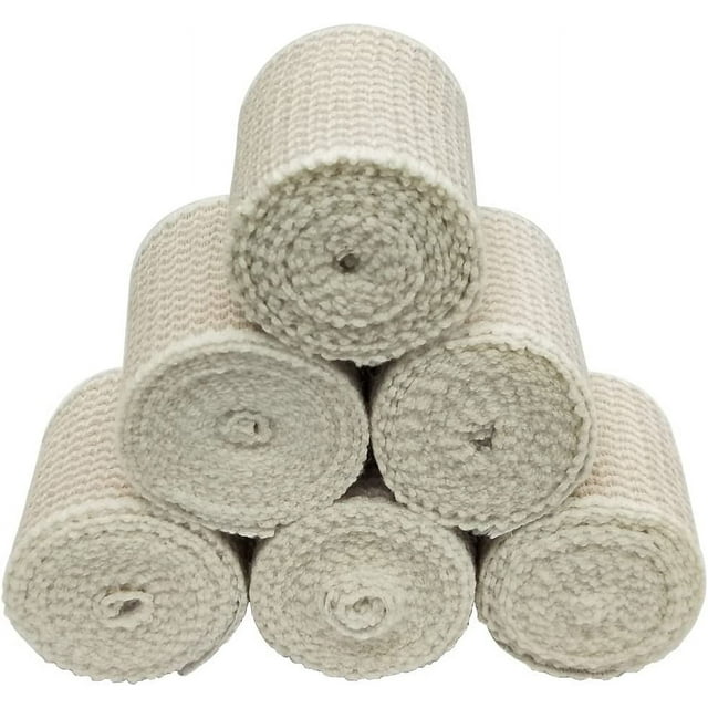 FrostHike Elastic Bandage 6 Pack. 2 Inches Wide x (13 to 15 ft. when stretched) with Hook and Loop on Both Ends, Latex Free Bandage. Perfect Compression Wrap for Varicose Veins,Sprained Ankle