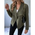 thumbnail image 6 of Women's Faux Suede Jackets Fashion Fall Clothes Long Sleeve Open Front Cropped Coat Outwear Green M, 6 of 10