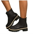thumbnail image 1 of Platform Chelsea Combat Boots for Women Winter Fall Leather Zip up Mid Calf Riding Work Short Ankle Booties, 1 of 7