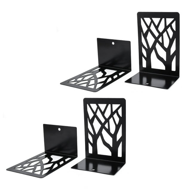 Soporte para sujetalibros de Hierro Jadeshay 4 piezas Negro