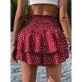 thumbnail image 5 of Women'S High Waist Ruffle Mini Shorts Cute Tiered Short Shorts with Shorts Underneath Wine Red XL, 5 of 8