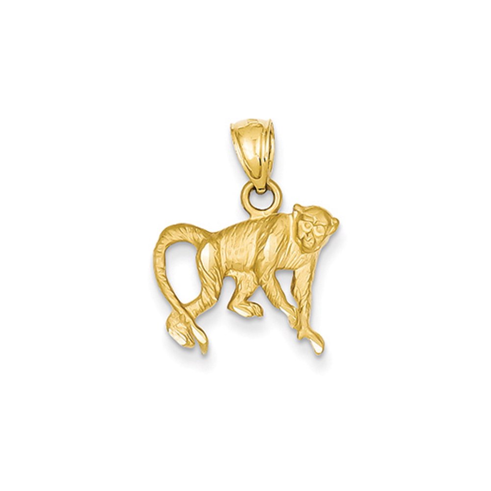 Jewelry 14k Gold DiamondCut Monkey Pendant Measures 21.4x16.9mm