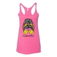 thumbnail image 3 of Messy Bun Softball Mom Life Game Day Vibes Sports Lover | Mother's Day Sports Tri-Blend Racerback Sleeveless Top, Vintage Pink, L, 3 of 5